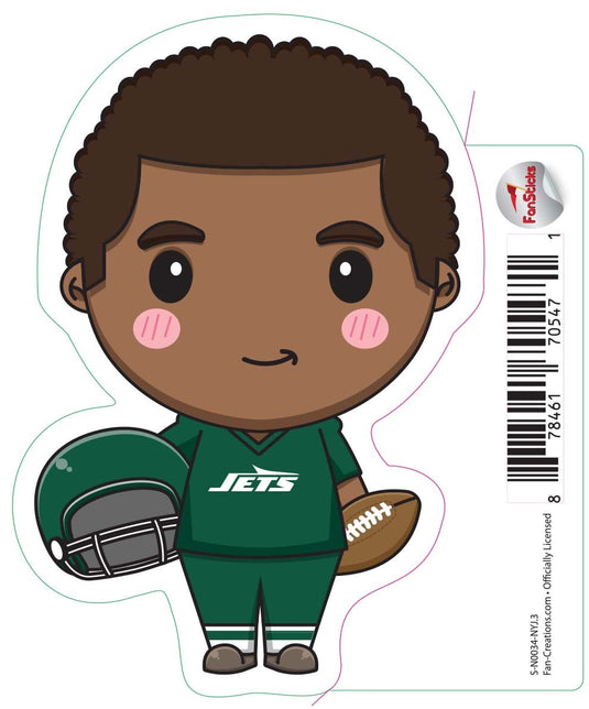 Fan Creations Decal New York Jets 3in Decal Anime Football Player - Holding Football and Helmet
