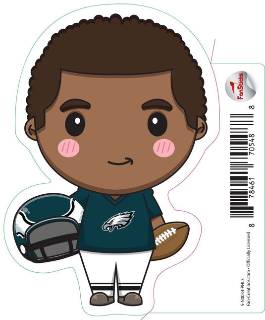 Fan Creations Decal Philadelphia Eagles 3in Decal Anime Football Player - Holding Football and Helmet