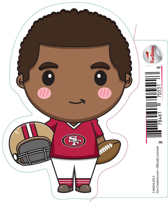 Fan Creations Decal San Francisco 49ers 3in Decal - Anime Football Player (Holding Football and Helmet)