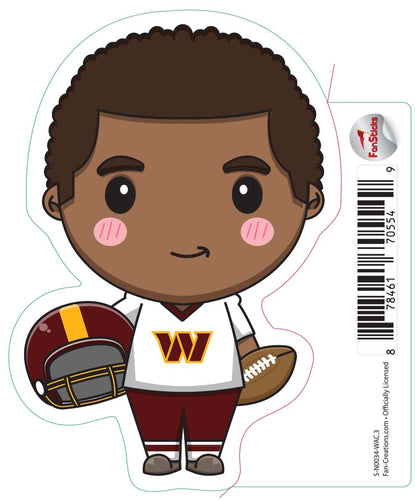 Fan Creations Decal Washington Commanders 3in Decal - Anime Football Player (Holding Football and Helmet)