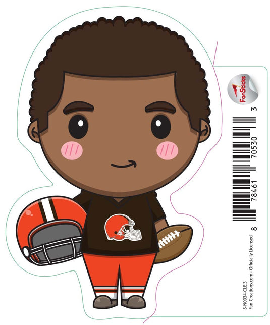 Fan Creations Decal Cleveland Browns 3in Decal Anime Football Player - Holding Football and Helmet