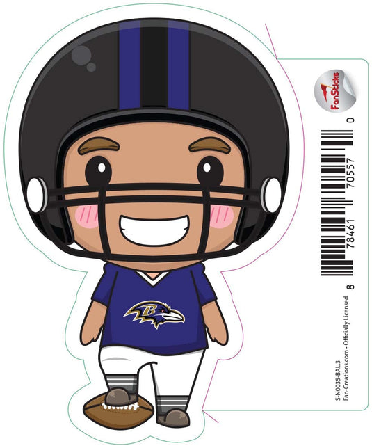 Fan Creations Decal Baltimore Ravens 3in Decal Anime Football Player - Foot on Football