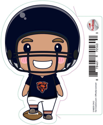 Fan Creations Decal Chicago Bears 3in Decal Anime Football Player - Foot on Football