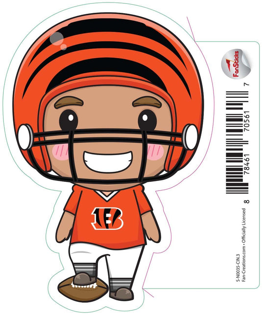 Fan Creations Decal Cincinnati Bengals 3in Decal Anime Football Player - Foot on Football