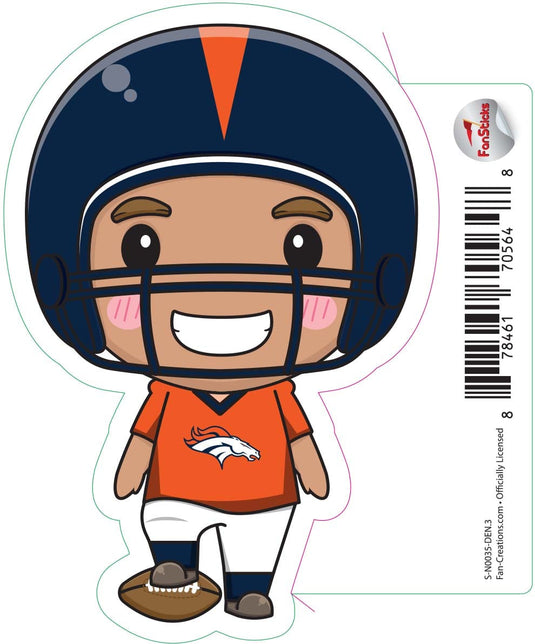 Fan Creations Decal Denver Broncos 3in Decal Anime Football Player - Foot on Football