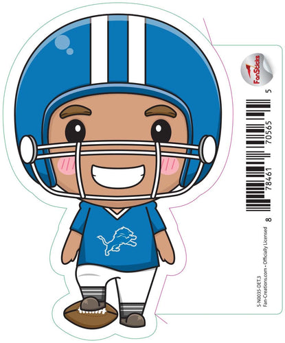 Fan Creations Decal Detroit Lions 3in Decal Anime Football Player - Foot on Football