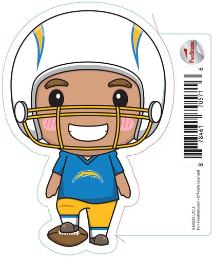 Fan Creations Decal Los Angeles Chargers 3in Decal Anime Football Player - Foot on Football