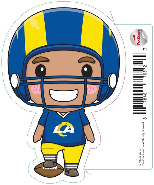 Fan Creations Decal Los Angeles Rams 3in Decal Anime Football Player - Foot on Football