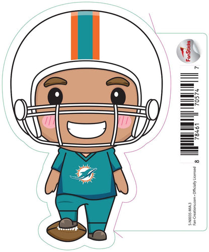 Fan Creations Decal Miami Dolphins 3in Decal Anime Football Player - Foot on Football