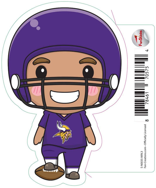 Fan Creations Decal Minnesota Vikings 3in Decal Anime Football Player - Foot on Football