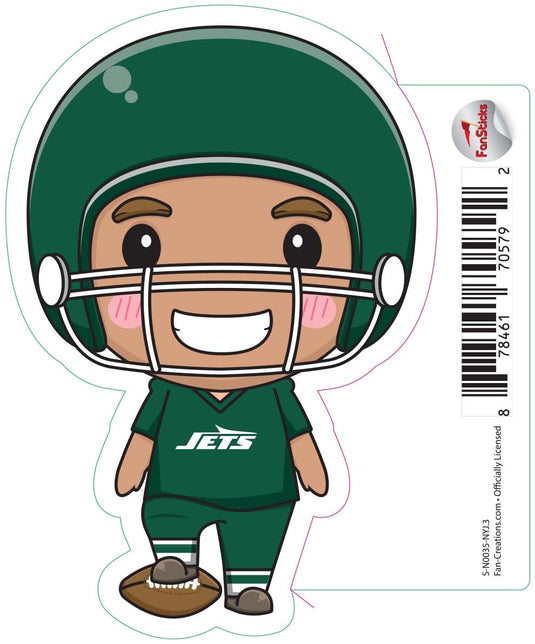 Fan Creations Decal New York Jets 3in Decal Anime Football Player - Foot on Football