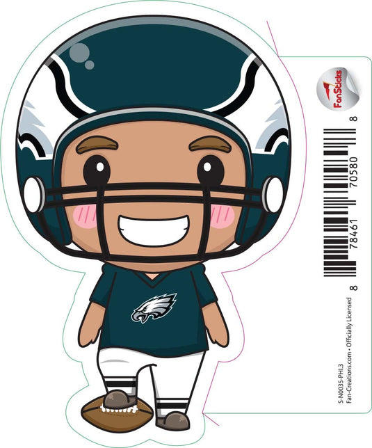 Fan Creations Decal Philadelphia Eagles 3in Decal Anime Football Player - Foot on Football