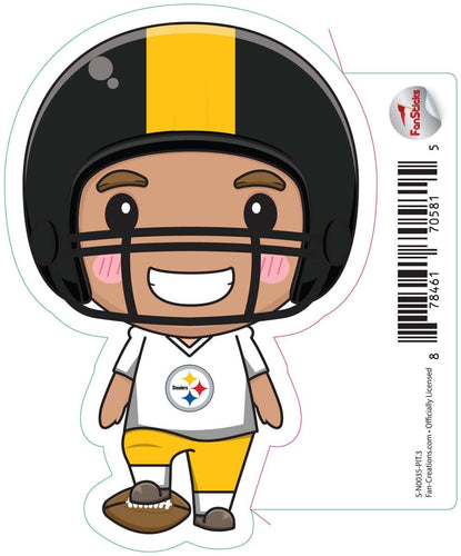 Fan Creations Decal Pittsburgh Steelers 3in Decal  Anime Football Player (Foot on Football)