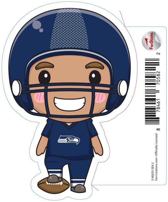 Fan Creations Decal Seattle Seahawks 3in Decal - Anime Football Player (Foot on Football)