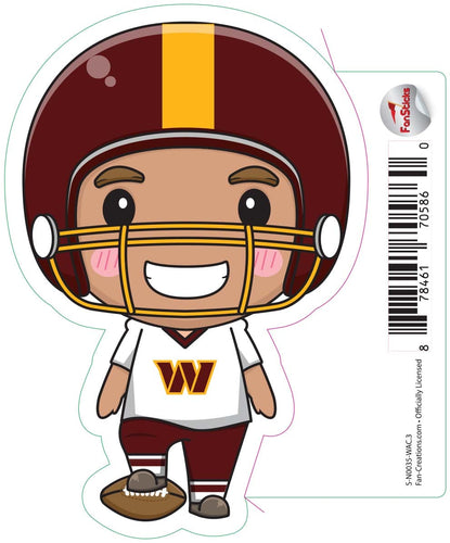 Fan Creations Decal Washington Commanders 3in Decal - Anime Football Player (Foot on Football)