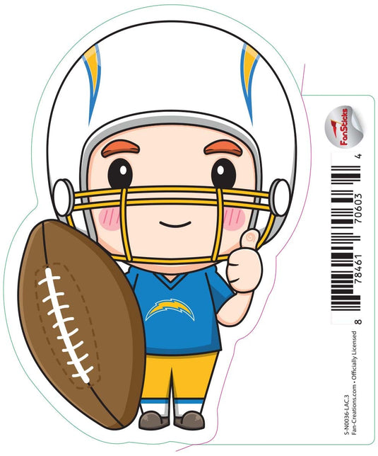 Fan Creations Decal Los Angeles Chargers 3in Decal Anime Football Player - Thumbs Up