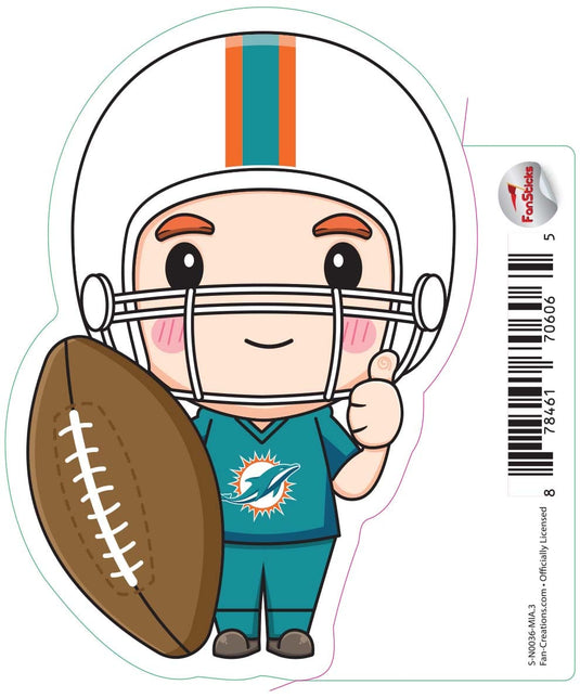 Fan Creations Decal Miami Dolphins 3in Decal Anime Football Player - Thumbs Up