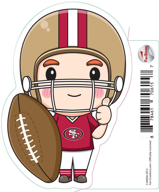 Fan Creations Decal San Francisco 49ers 3in Decal - Anime Football Player (Thumbs Up)