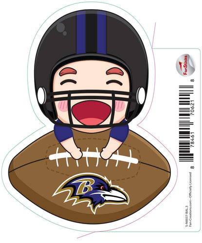 Fan Creations Decal Baltimore Ravens 3in Decal Anime Football Player - Leaning on Football