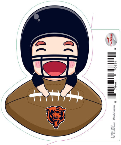 Fan Creations Decal Chicago Bears 3in Decal Anime Football Player - Leaning on Football
