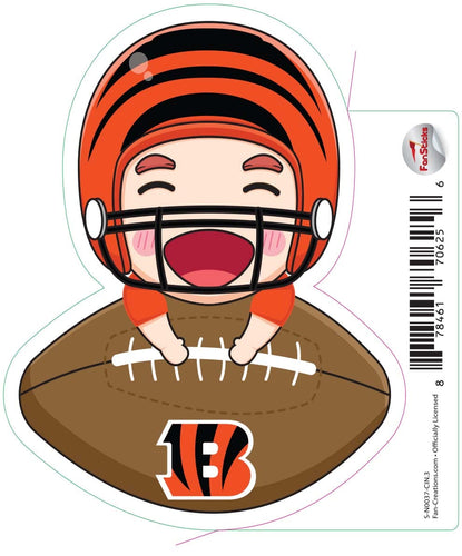 Fan Creations Decal Cincinnati Bengals 3in Decal Anime Football Player - Leaning on Football