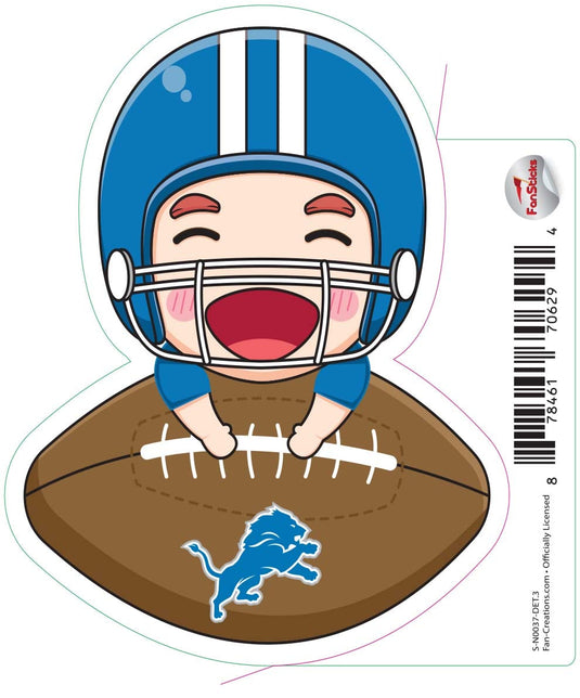 Fan Creations Decal Detroit Lions 3in Decal Anime Football Player - Leaning on Football