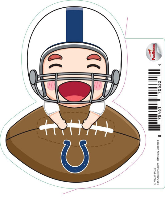 Fan Creations Decal Indianapolis Colts 3in Decal Anime Football Player - Leaning on Football