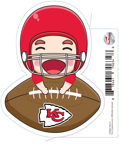 Fan Creations Decal Kansas City Chiefs 3in Decal Anime Football Player - Leaning on Football