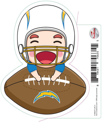 Fan Creations Decal Los Angeles Chargers 3in Decal Anime Football Player - Leaning on Football