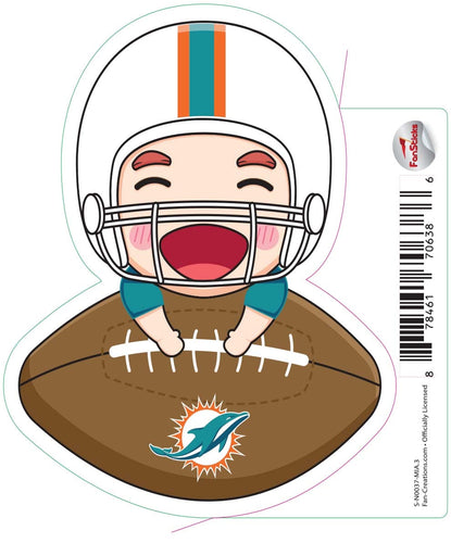 Fan Creations Decal Miami Dolphins 3in Decal Anime Football Player - Leaning on Football