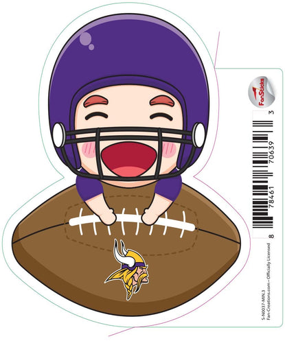 Fan Creations Decal Minnesota Vikings 3in Decal Anime Football Player - Leaning on Football