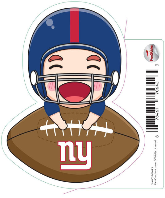Fan Creations Decal New York Giants 3in Decal Anime Football Player - Leaning on Football