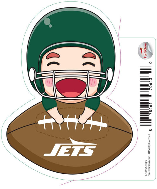 Fan Creations Decal New York Jets 3in Decal Anime Football Player - Leaning on Football
