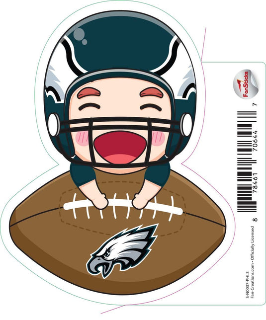 Fan Creations Decal Philadelphia Eagles 3in Decal Anime Football Player - Leaning on Football