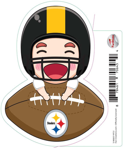 Fan Creations Decal Pittsburgh Steelers 3in Decal  Anime Football Player (Leaning on Football)