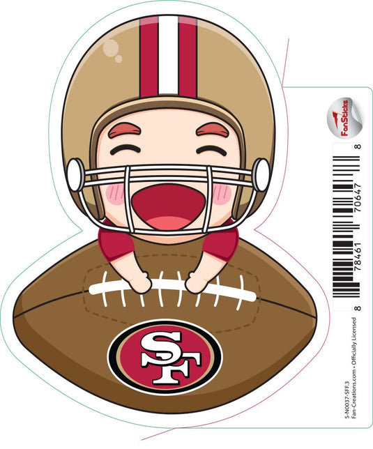 Fan Creations Decal San Francisco 49ers 3in Decal - Anime Football Player (Leaning on Football)