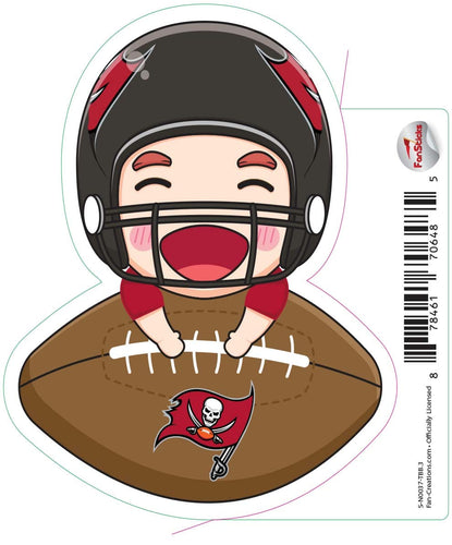 Fan Creations Decal Tampa Bay Buccaneers 3in Decal - Anime Football Player (Leaning on Football)