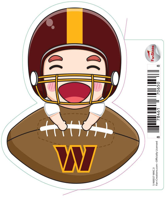 Fan Creations Decal Washington Commanders 3in Decal - Anime Football Player (Leaning on Football)