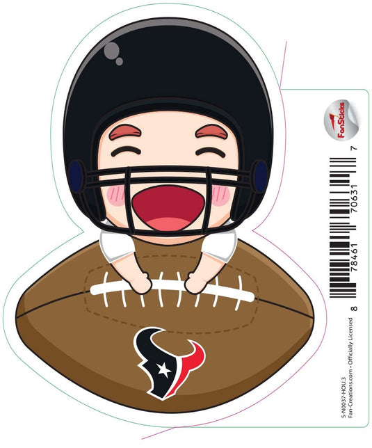 Fan Creations Decal Houston Texans 3in Decal Anime Football Player - Leaning on Football