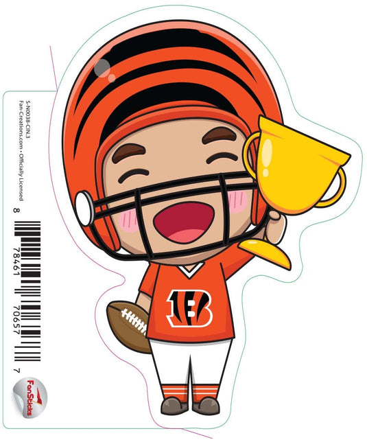 Fan Creations Decal Cincinnati Bengals 3in Decal Anime Football Player - Trophy