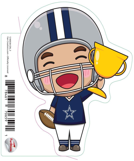 Fan Creations Decal Dallas Cowboys 3in Decal Anime Football Player - Trophy