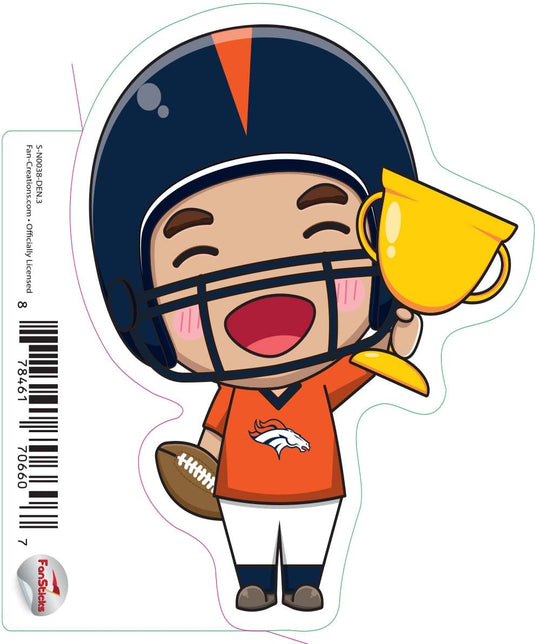Fan Creations Decal Denver Broncos 3in Decal Anime Football Player - Trophy