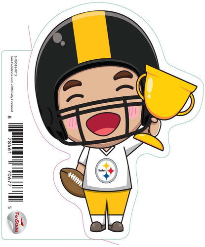 Fan Creations Decal Pittsburgh Steelers 3in Decal  Anime Football Player (Trophy)