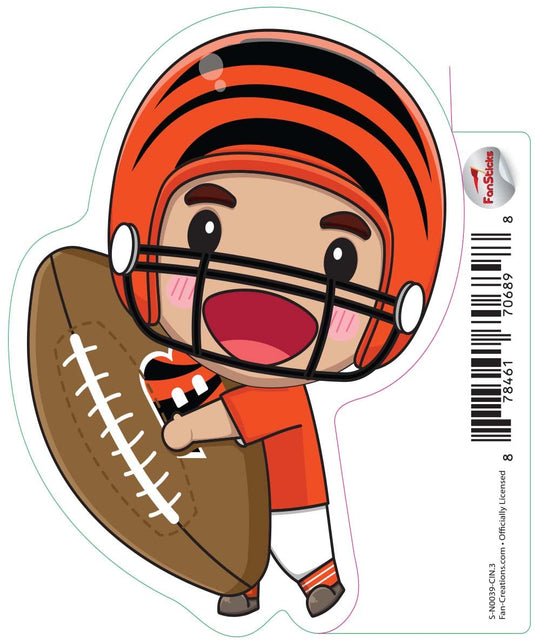 Fan Creations Decal Cincinnati Bengals 3in Decal Anime Football Player - Holding Football