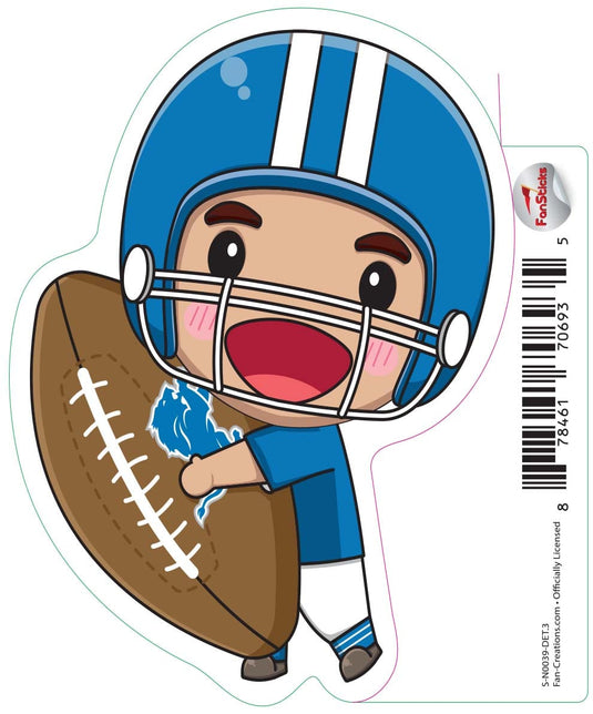 Fan Creations Decal Detroit Lions 3in Decal Anime Football Player - Holding Football