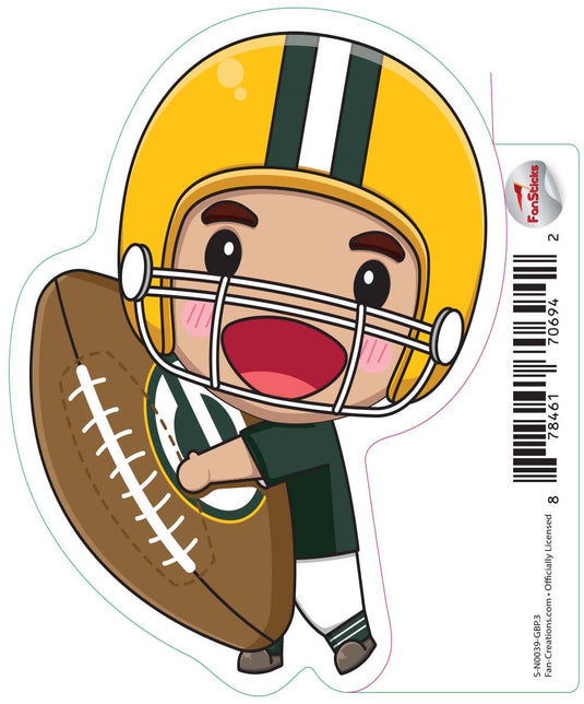 Fan Creations Decal Green Bay Packers 3in Decal Anime Football Player - Holding Football