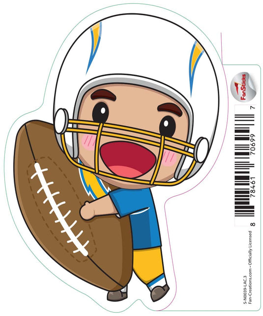 Fan Creations Decal Los Angeles Chargers 3in Decal Anime Football Player - Holding Football