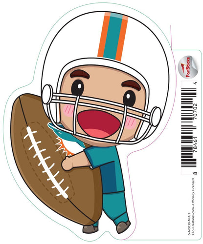 Fan Creations Decal Miami Dolphins 3in Decal Anime Football Player - Holding Football