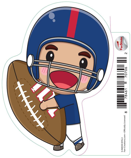 Fan Creations Decal New York Giants 3in Decal Anime Football Player - Holding Football