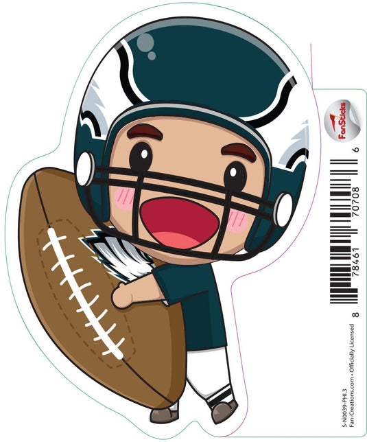 Fan Creations Decal Philadelphia Eagles 3in Decal Anime Football Player - Holding Football